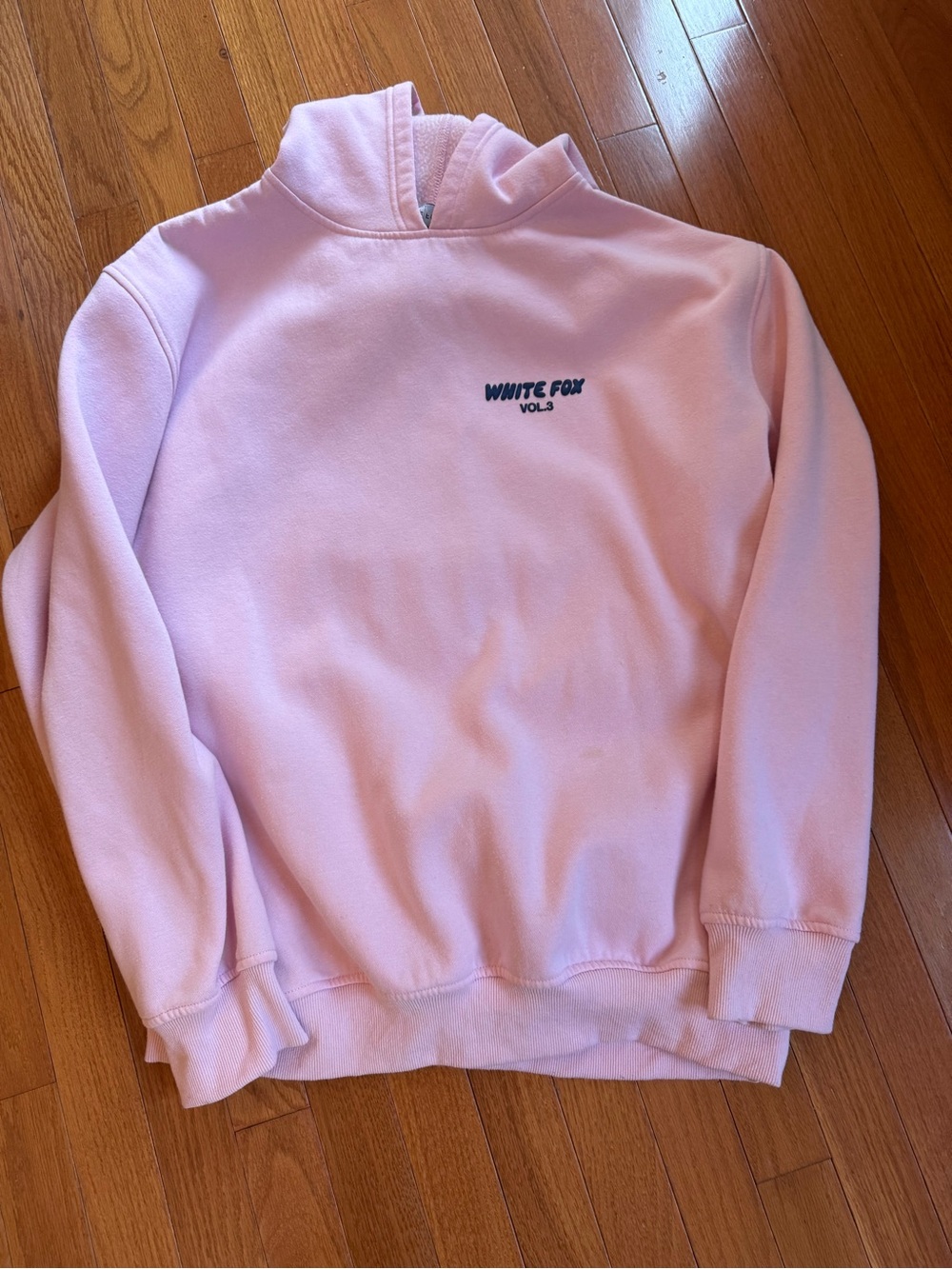 White Fox Pink Pullover Hoodie. Size M